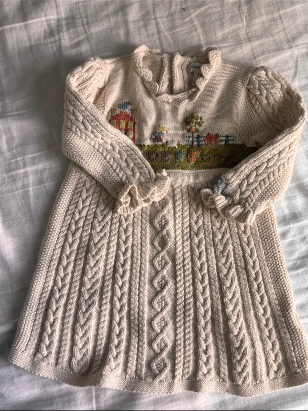 Intarsia-Knit Cream Cable Sweater Dress & Bloomers - Ralph Lauren